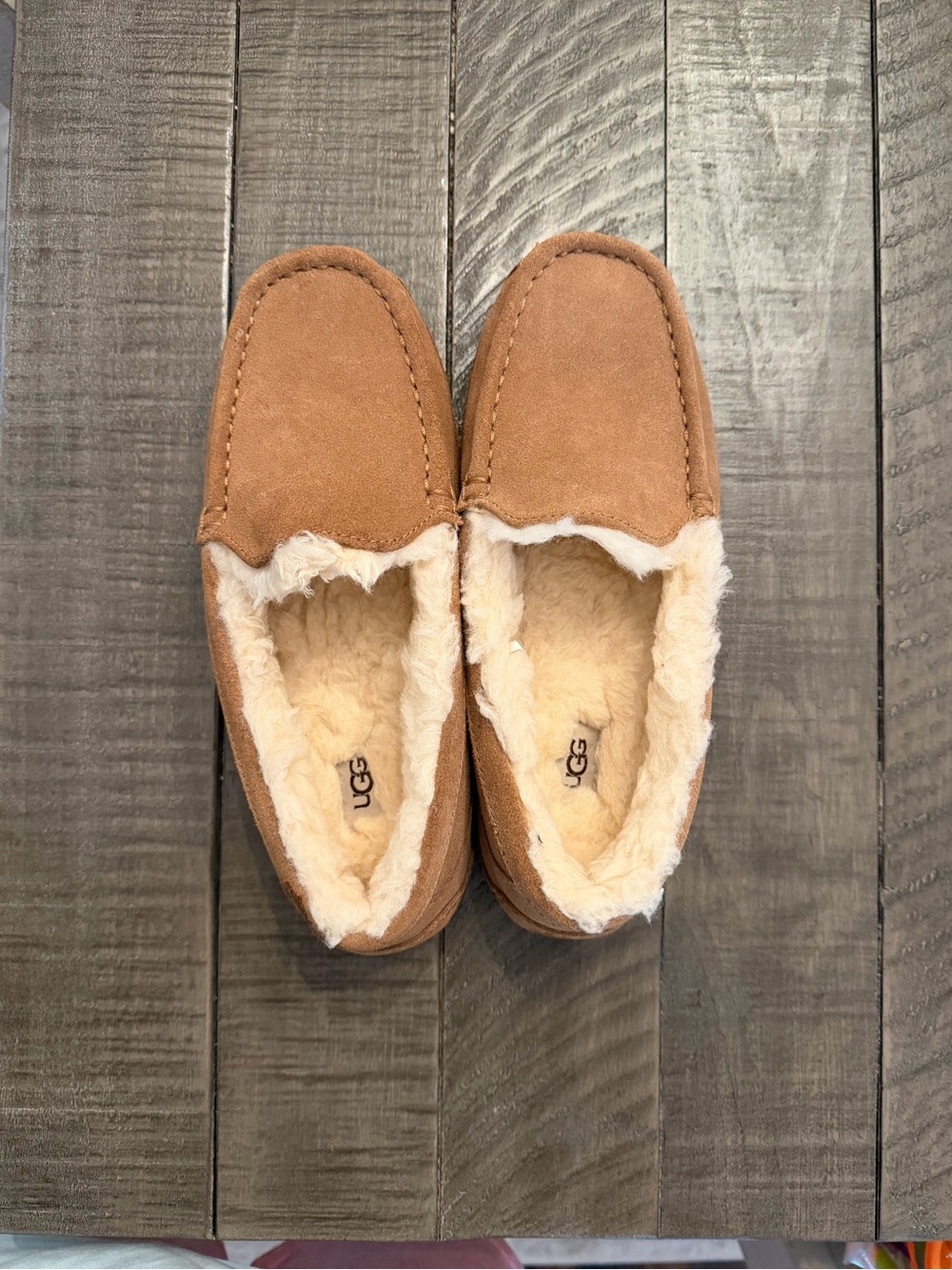 UGG Kids Chestnut Suede Shearling Moccasins